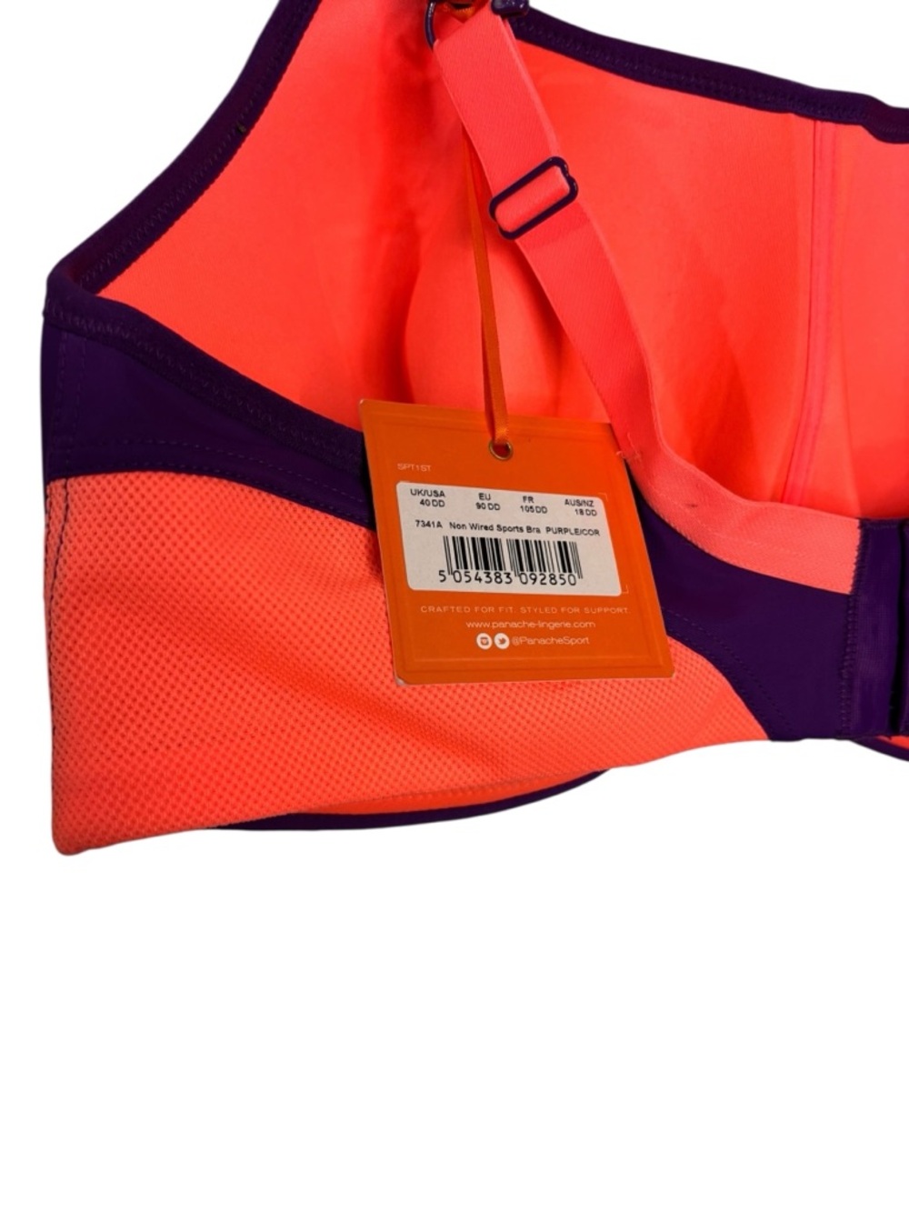 NEW Panache Sports 7341 Purple/Coral Multi Multiway Non Wired Bra Size 40DD - Picture 6 of 13